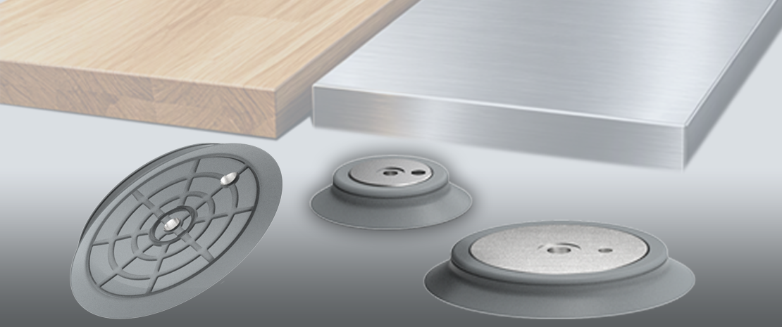FIPA round suction plates hold flat, smooth workpieces like sheet metal, plastic sheets and coated wood.